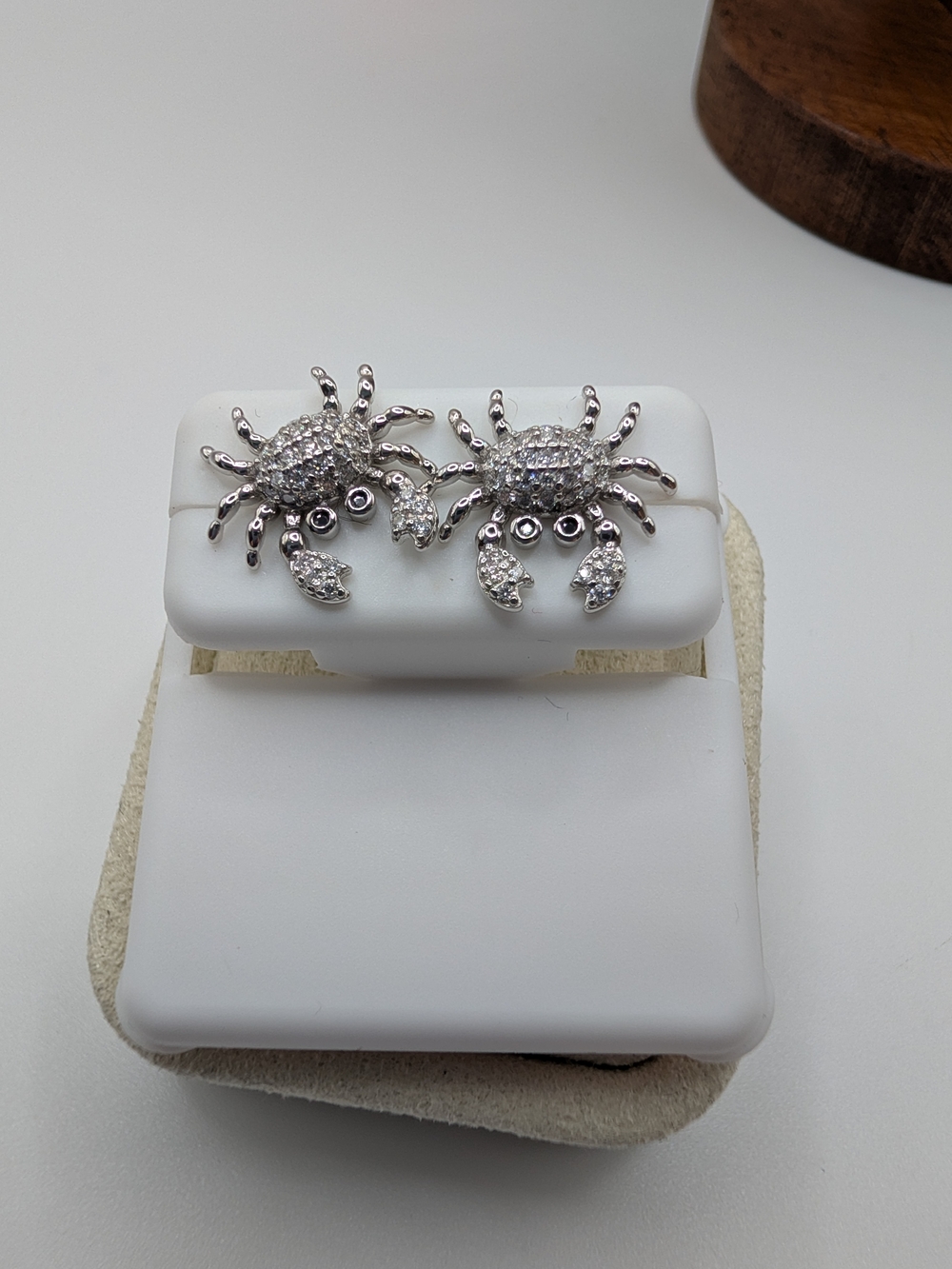 NEW 925 Sterling Silver 1.00 CTW Moissanite Crab Stud Earrings Ocean Beach